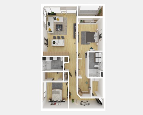 Floor plan for 2 beds, 2 baths, 1602 sqft